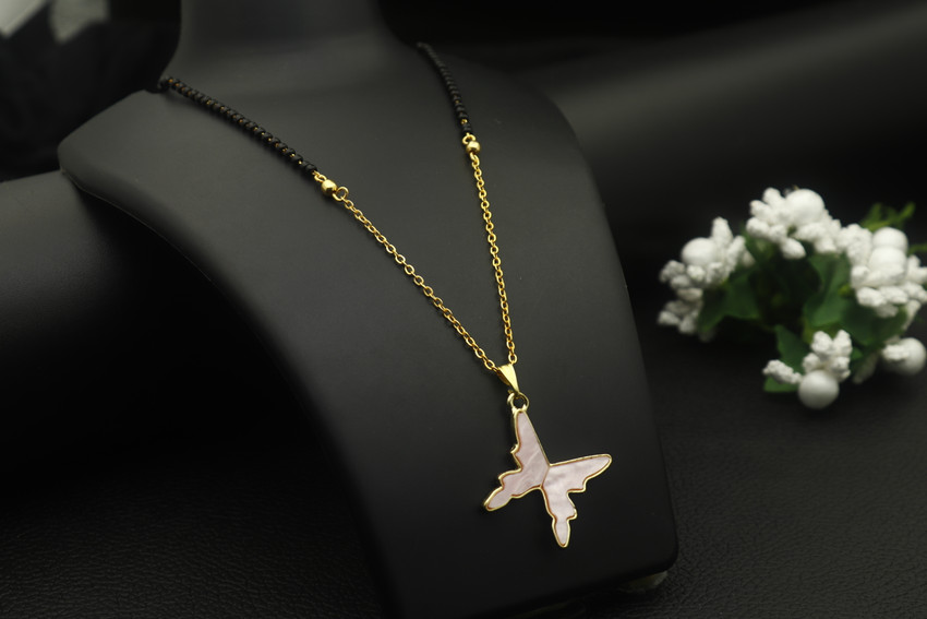 ELIVOR FASHION BABY PINK KAT BUTTERFLY MANGALSUTRA Alloy