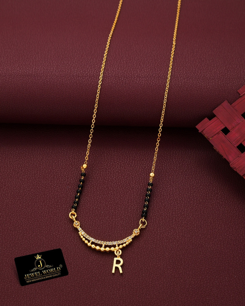 Jewel WORLD R letter name Gold plated 18 Inch short Pendant
