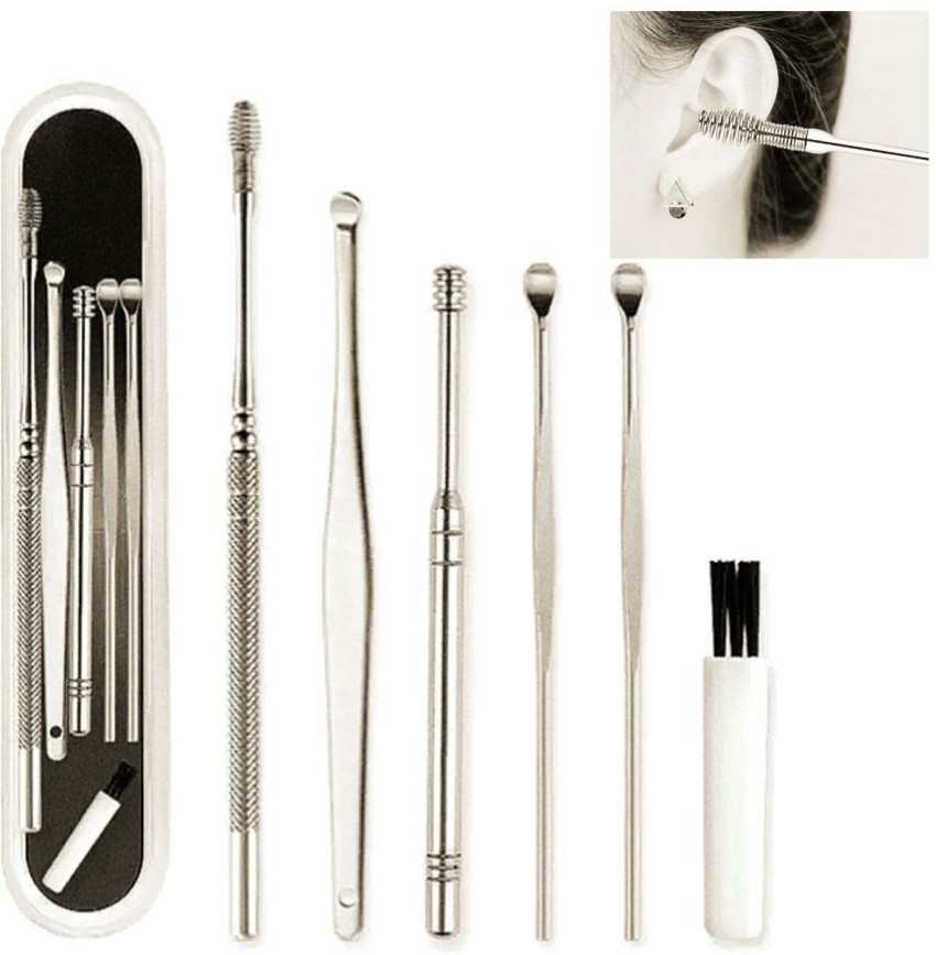 Rsentera 6 Pcs Ear Cleaner Tool Kit with a Storage Box Ear Wax Removal  Curette Kit, Ear Cleaning Tool Set, Stainless Steel Ear Wax Remover Tool,  Ear