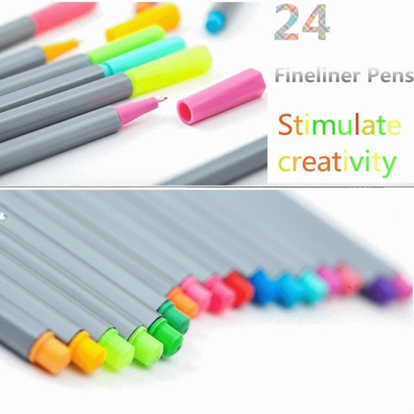 Wynhard 24 Pcs Fineliner Pen Set Coloring Pens Set for  Drawing Lines & Art Projects - Fineliner pens , color Pens