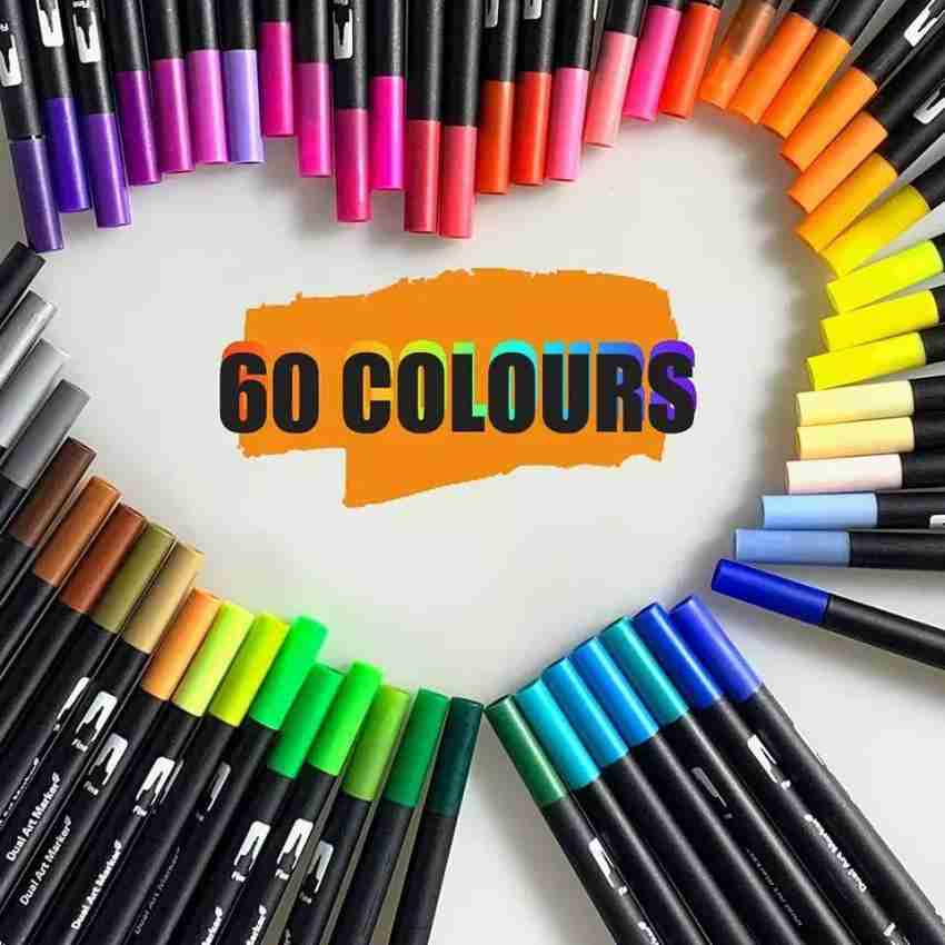 12pcs Dual Brush Pens Art Markers, Dual Tip Calligraphy Pens Fineliner and  Brush Tip for Kids Adult Lettering, Journaling, Doodling, Coloring Books.