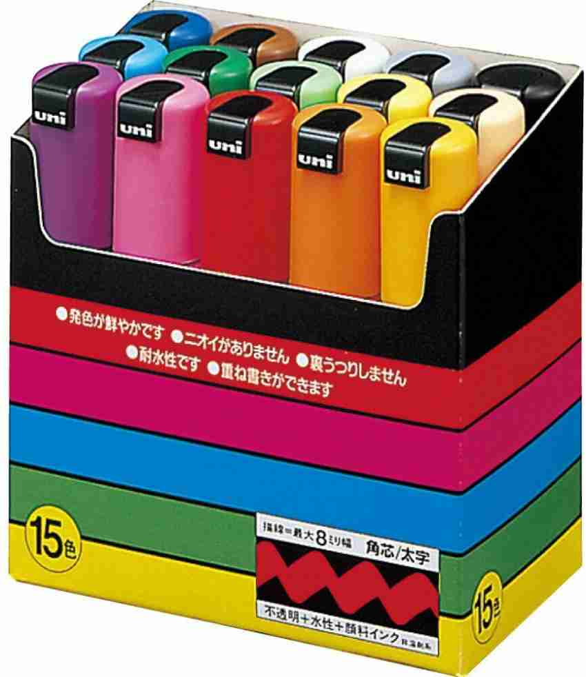 Posca Uni Mitsubishi 15-Color Marker Set 8mm - Color Markers