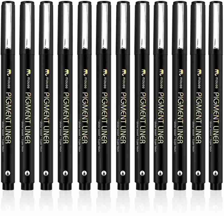 12pcs Fineliner Ink Pens, Black Micro Fine Point Drawing Pens