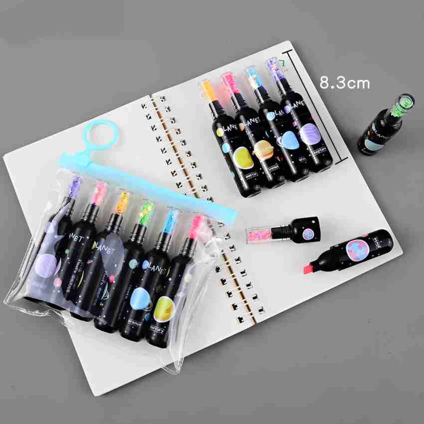 Highlighters Marker Pens Stationery Cute Space Theme Bottle Shaped