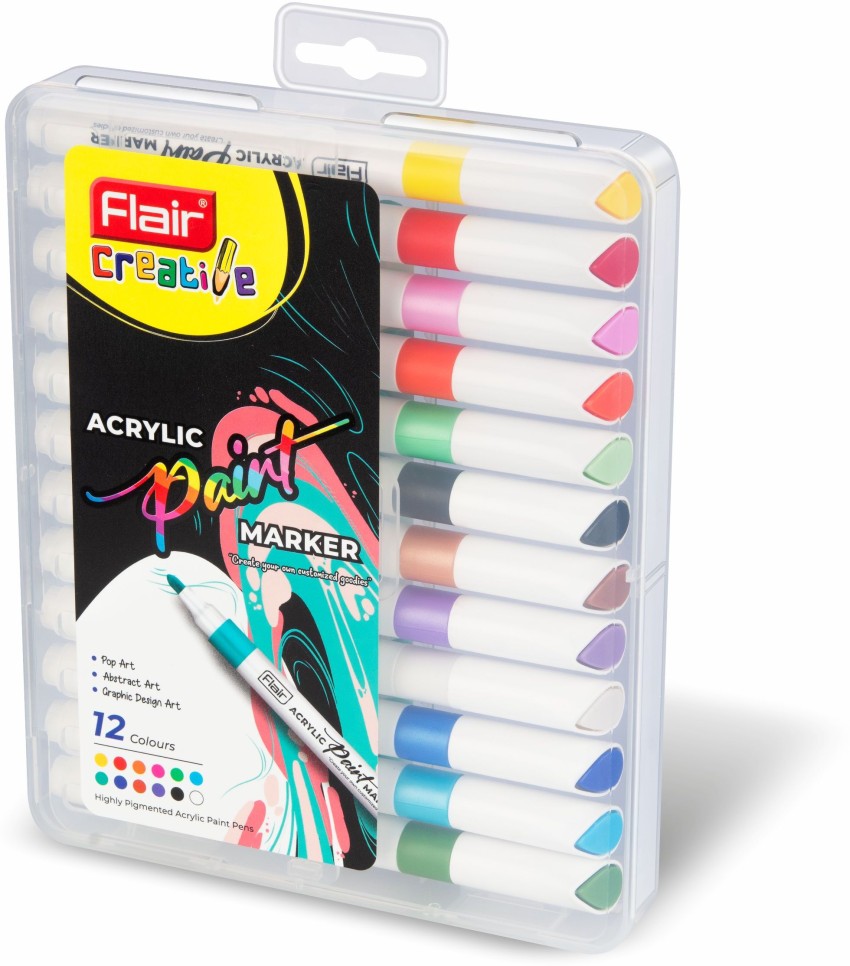 12 Colors Soft Tip Acrylic Paint Pens Paint Markers With Fine Tip