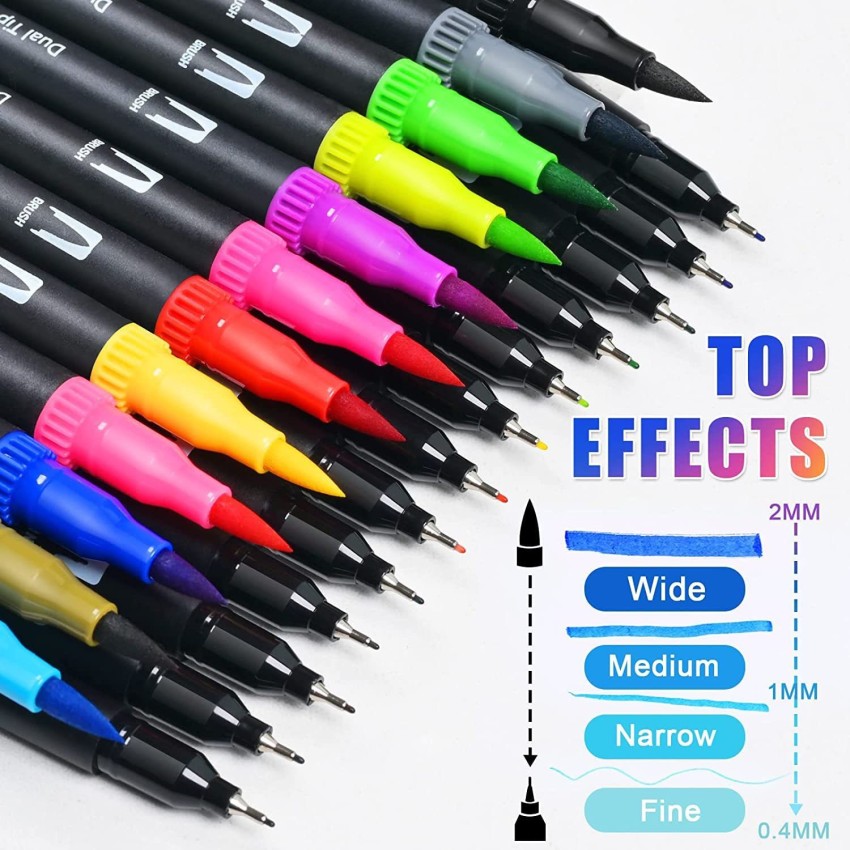 KIRA 12 Colors Dual Tip Brush Pens ,Art Markers