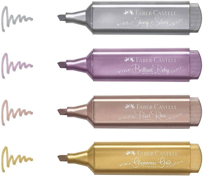 MotoArt Faber-Castell Metallic Highlighters – 4 Glitter  Highlighter Pens - Textliner