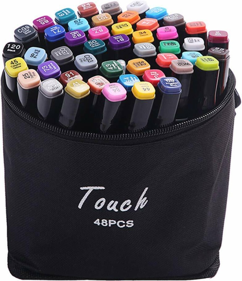48 Colors Dual Tips Permanent Marker Pens Art Markers Set with