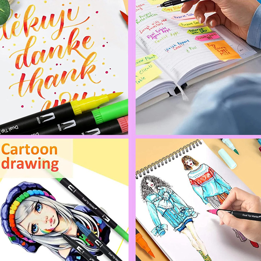 Flipkart Daggeron Dual Tip Brush Marker Pens 72 Color