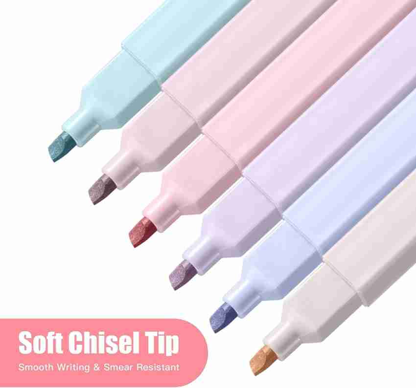 Pastel highlighters aesthetic school supplies, 6pcs cute highlighter  assorted colors with mild soft