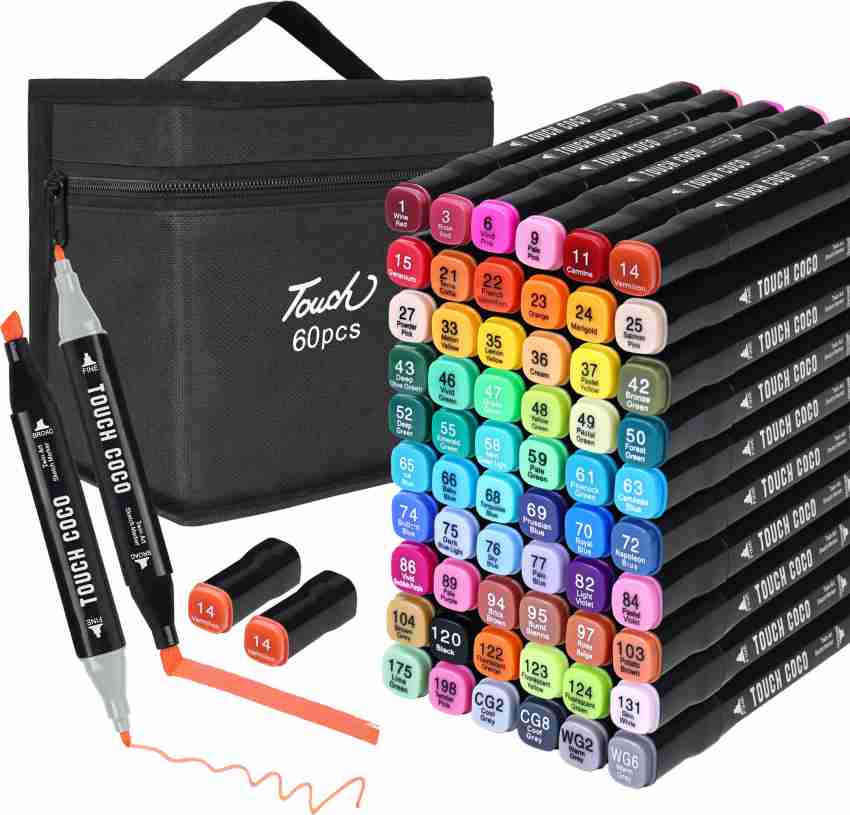 BONGERKING - 48 Pastel Colors Alcohol Brush Markers, Double Tipped Sketch  Markers for Kids, Artist Art Markers