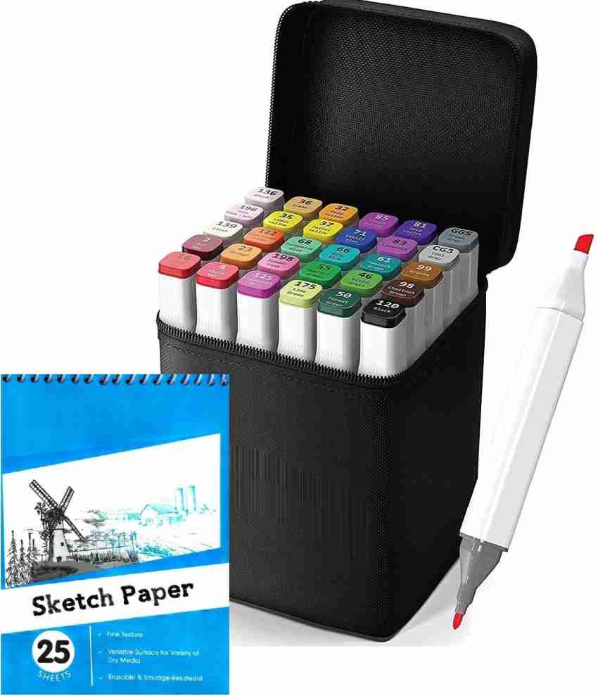 60 Markers Artist Set Set of 60 Marker Pens, Twin Dual Tips Sketch, Manga  Anime, Drawing, Adult Book Coloring, Bible Journaling Free Case 