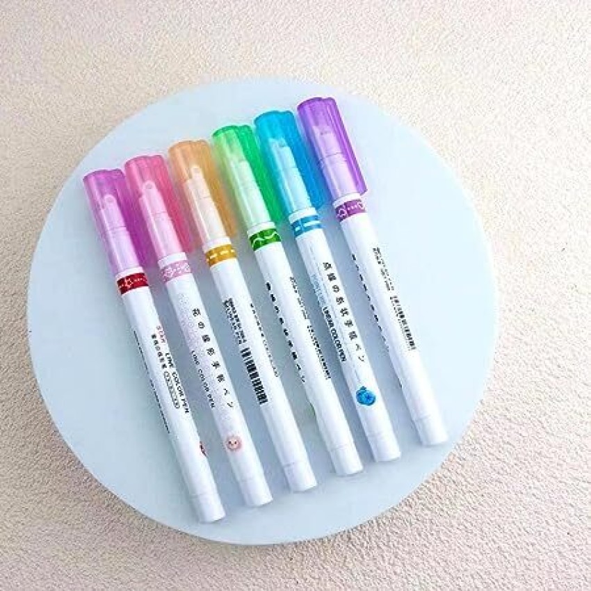 6Pcs Curve Highlighter Pen Set Line Markers Colors for Adults & Kids  Writing Drawing School Supplies at Rs 120/piece, ड्राइंग पेन in Delhi