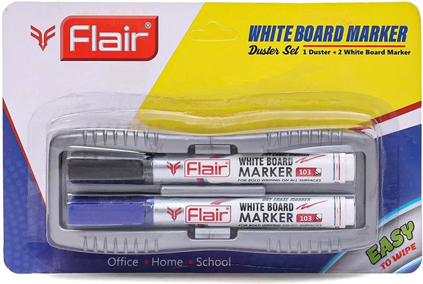 FLAIR White Board Marker & Duster Set - White Board