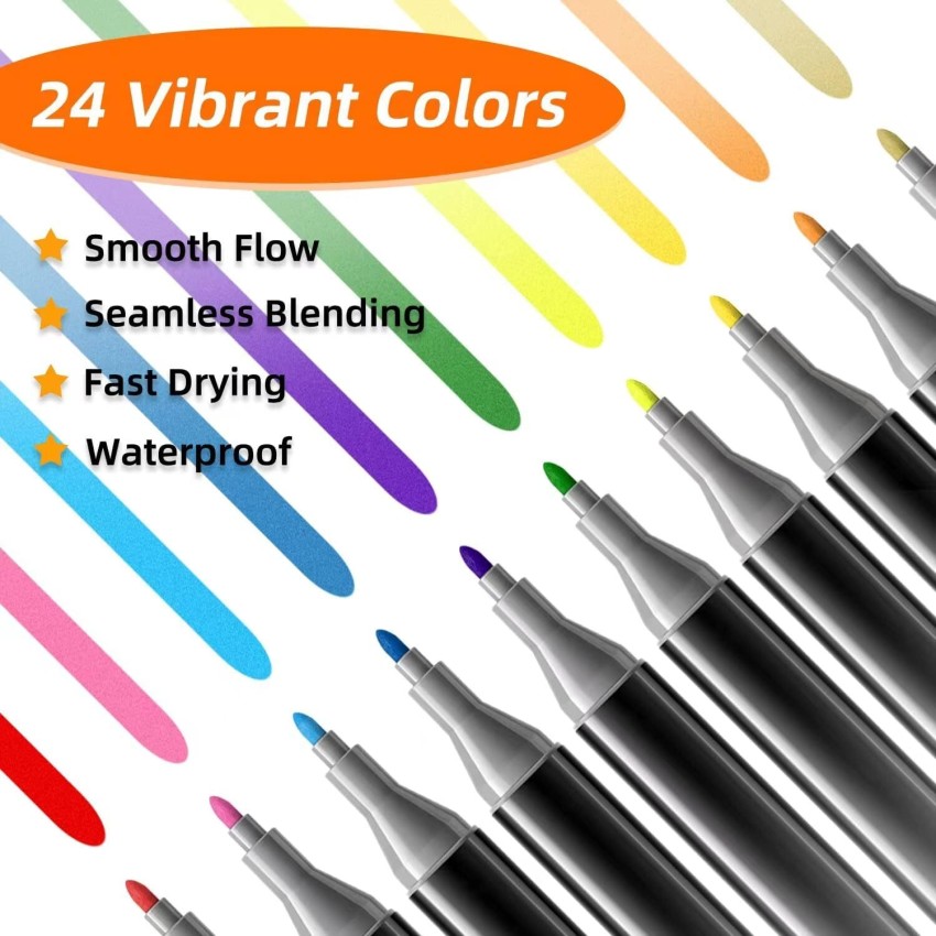 Corslet 24 Alcohol Markers Dual Tip Broad and Fine Art with  Carrying Case for Colouring - 24 Alcohol Markers Dual Tip Broad and Fine  Art with Carrying Case for Colouring