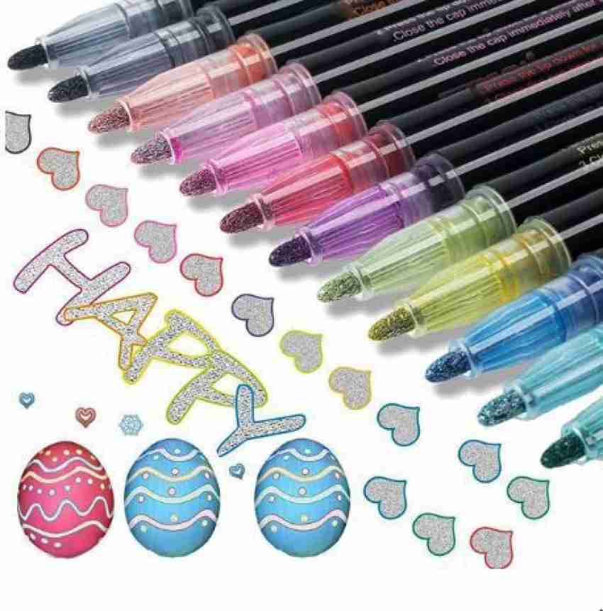 12pcs/set Multicolor Dual Line Marker Pens For Highlighting, Coloring,  Bullet Journaling, Drawing