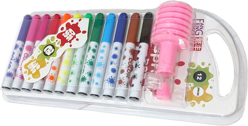 Flipkartcom  Sshakuntlay Set of 12 Magic Spray Blow Marker Pens with  Stencils  Blow Pen