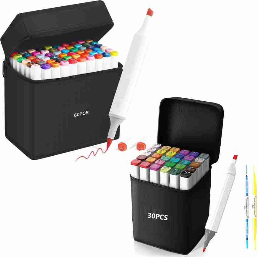 Wynhard 60 Pcs Colour Markers Pen Set Alcohol Markers Set Dual Marker Pen  Set Colourful Markers