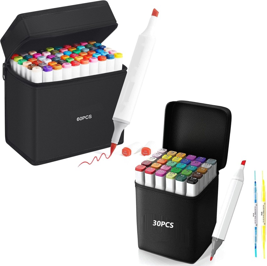 48pcs Color Art Marker Pens Set Dual Side Alcohol Based Watercolor