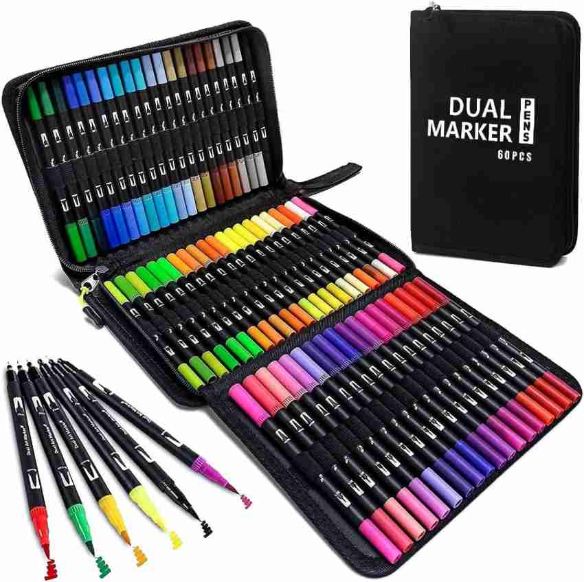 Brush Pens Markers for Adult Colouring 100 Colors, Dual Brush Felt