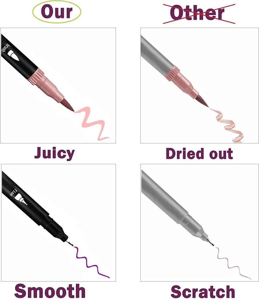 Daggeron Dual Tip Brush Marker Pens, 72 Color