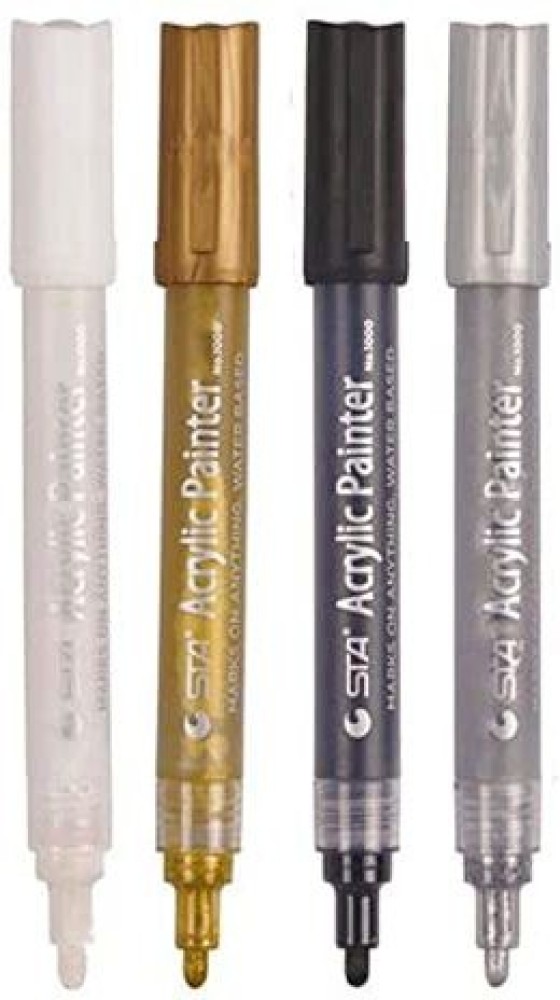Gold Acrylic Paint Marker Pens - 2-3mm Medium Tip, 6 Pack Permanent Gold Water Based Paint Pen for DIY Projects, Paintings for Rock, Fabric, Wood