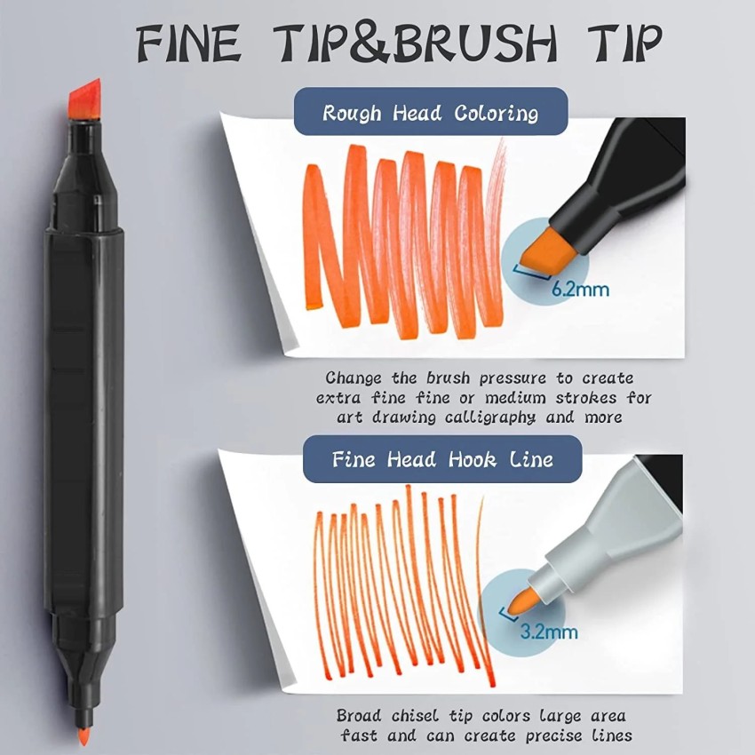51 Colors Alcohol Brush Markers, Dual Tip (Brush & Chisel) Art