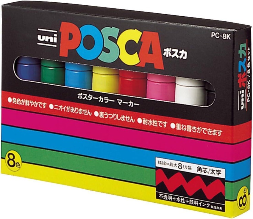 Get uni-Posca Paint Marker Pen - Extra Fine Point - Set of 8 (Pc-1M8C)  Delivered