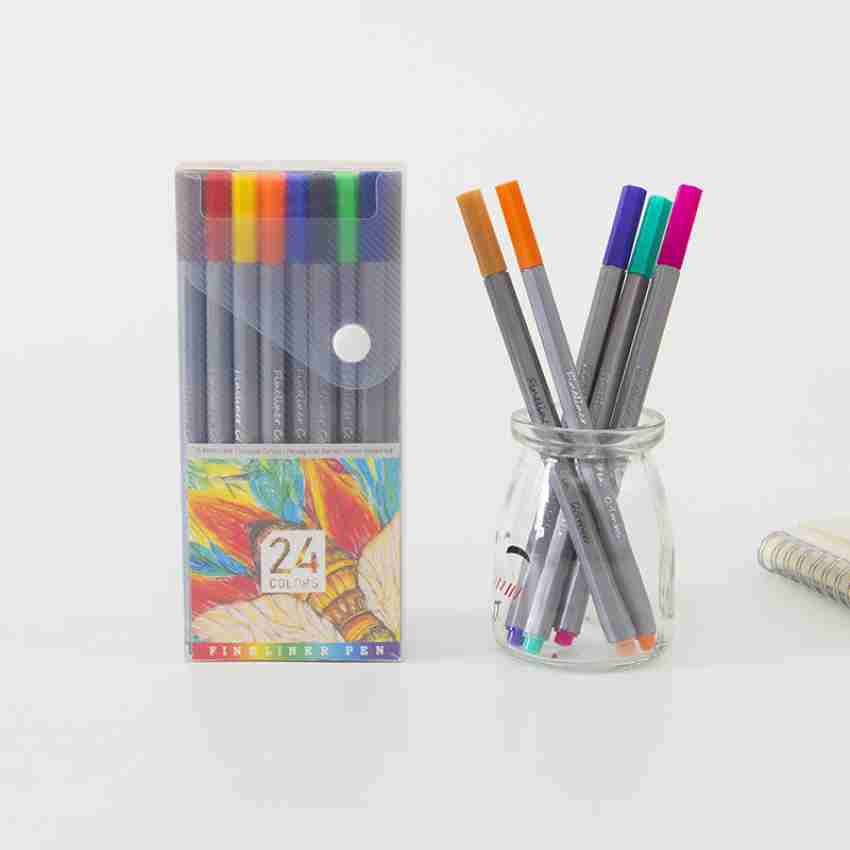 24 Colors Fineliner Pens 0.4mm Fine Tip Marker Drawing Color Pens Set for  Planner Writing Note Taking Painting Coloring Sketch