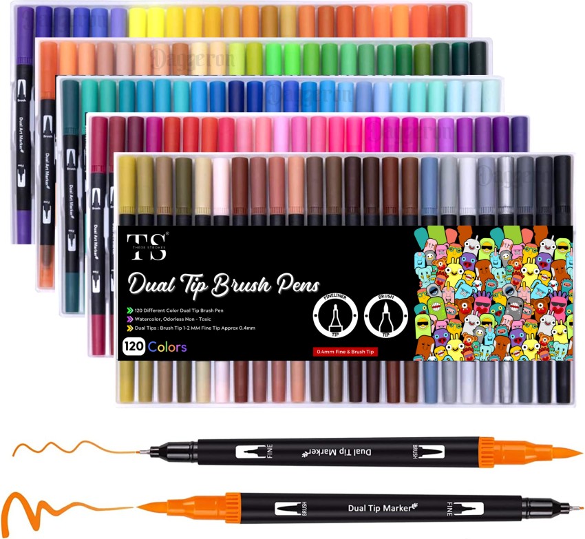 Daggeron Dual Tip Brush Marker Pens, 72 Color