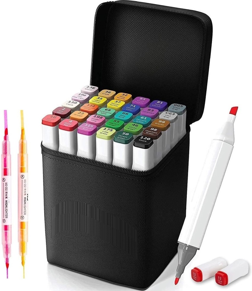 Wynhard 24 Colours Dual Tip Brush Pens Colour Set, Brush Pens 24 Shades Art  Dual Tip