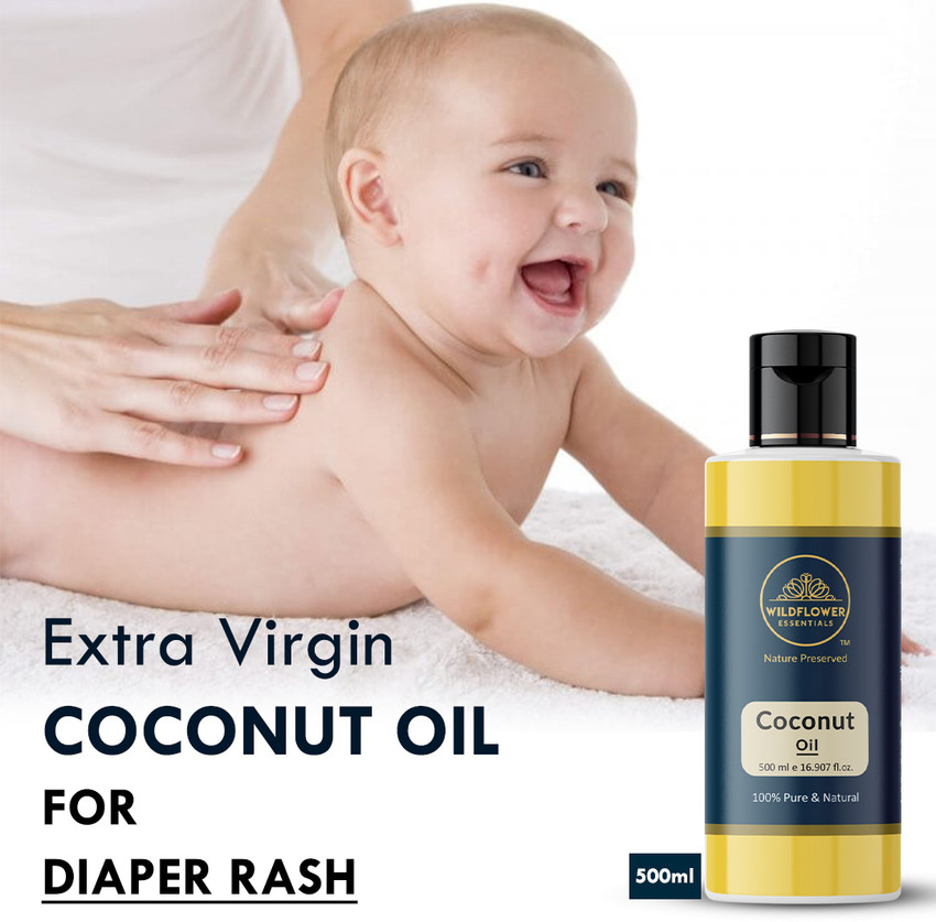 Wildflower essentials 100 Pure Natural Extra Virgin Coconut Oil Diaper Rash For Baby Massage Oil