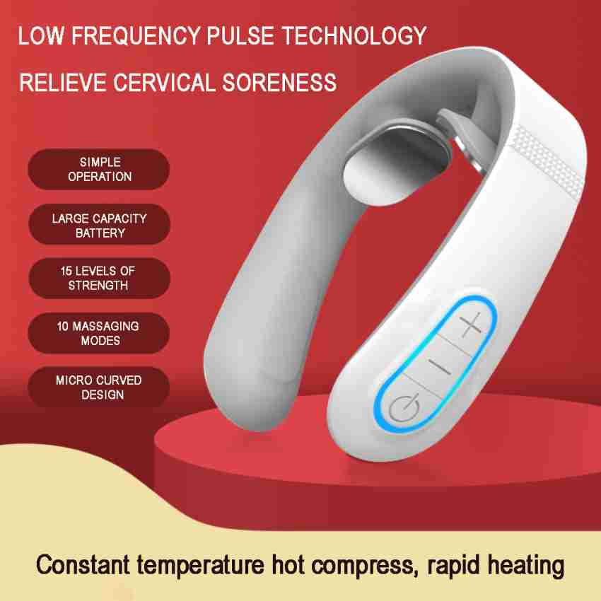 Hot Compress Pulse Kneading Neck Massager Deep Tissue 4 Massage Heads Neck  Massager Electric Massager - White