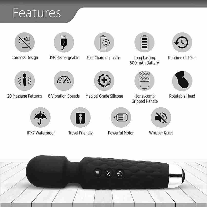 Upgraded Mini Wand Massager for Back, Waterproof Handheld Cordless