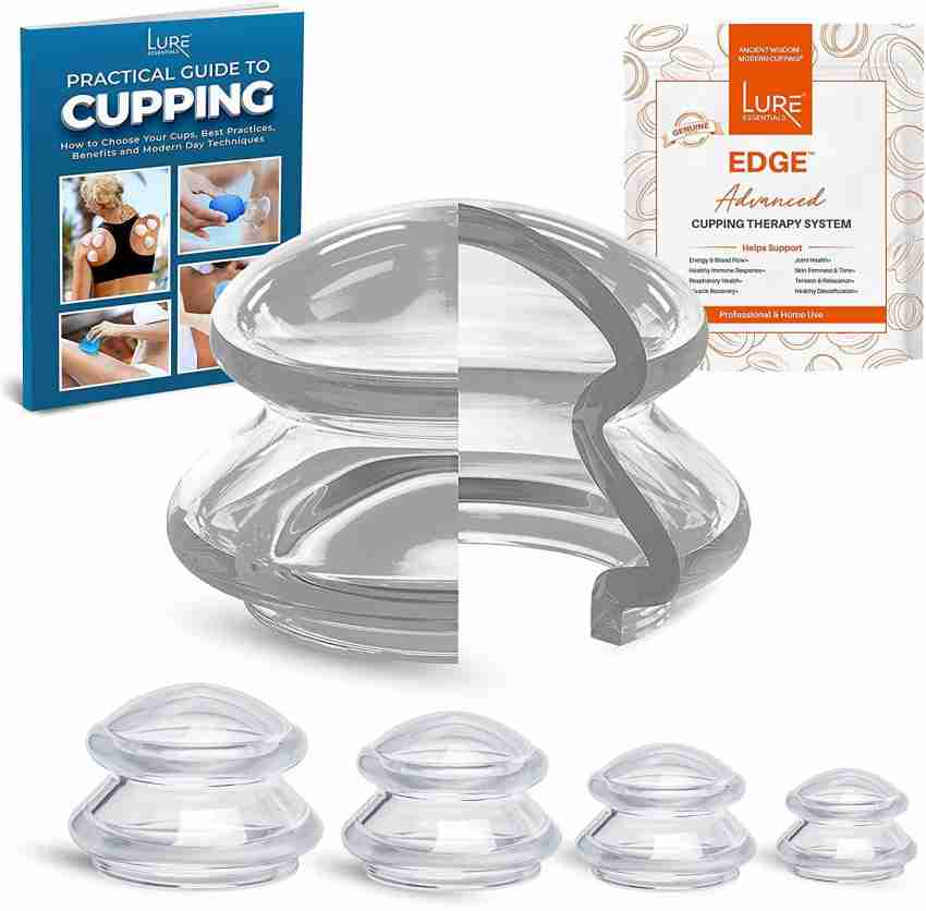 Lure Essentials Chinese Cupping Home Spa Therapy Set - Most Recommended by  Pros for Professional & Home Use - 4 Cups, Blue Massager - Lure Essentials  
