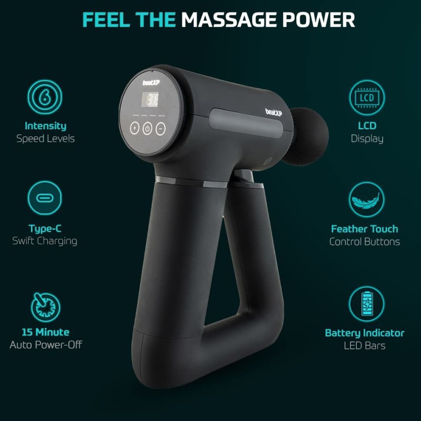 beatXP Blaze Elite Deep Tissue Handheld Body Massager - 1 Yr Warranty - 3  Massage Heads