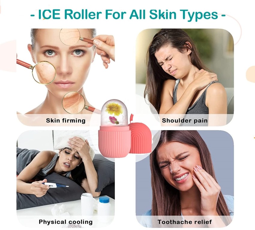 Ice Roller for Face and Eye, Ice Face Roller,Facial Beauty Ice Roller Skin  Care Tools, Ice Facial Cube, Gua Sha Face Massage, Silicone Ice Mold for