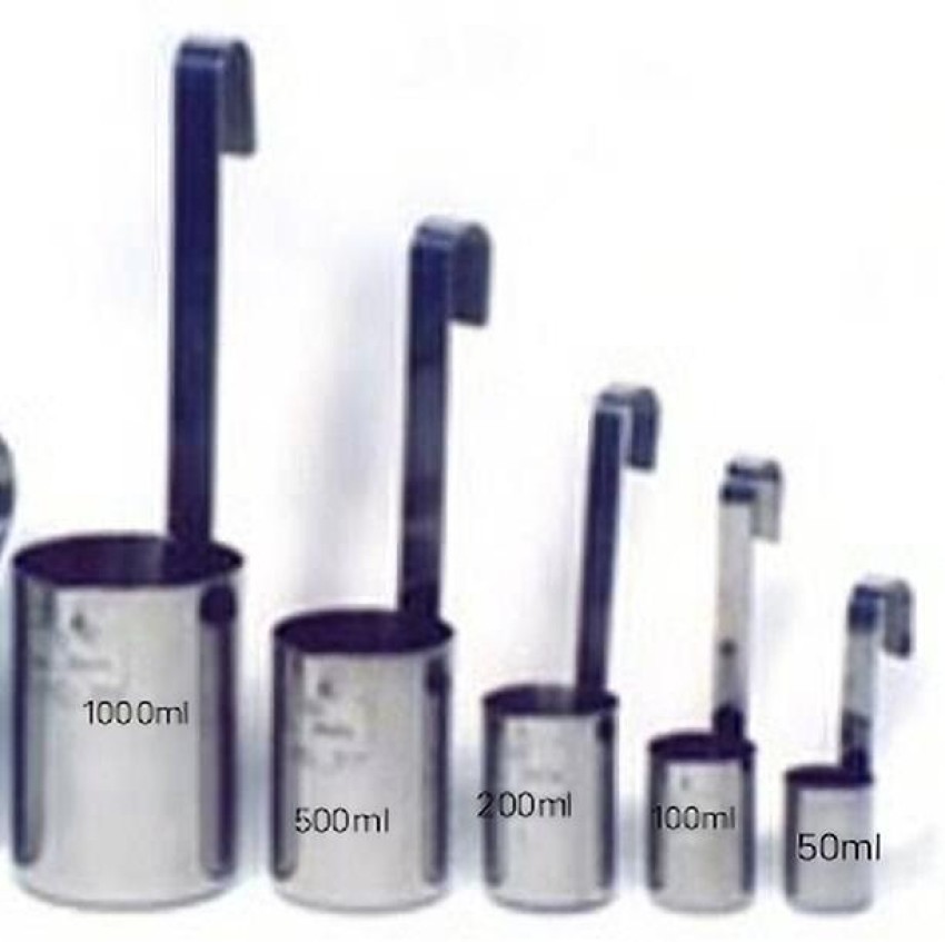 Silver tech Set of milk/oil Measuring wth Vertical Handles. Setof5