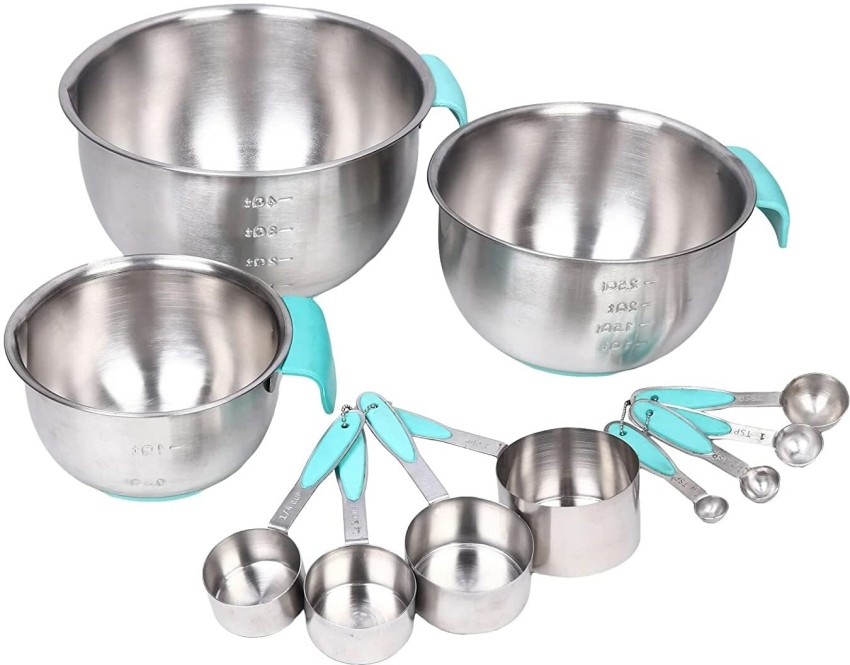 Stainless Steel Kitchen Measuring Bowl Set with Soft Grip