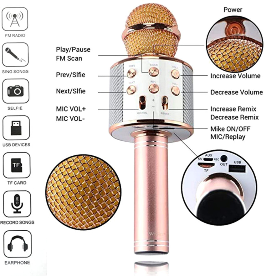 SSN Global WS858 Wireless Handheld Bluetooth Mic with Speaker