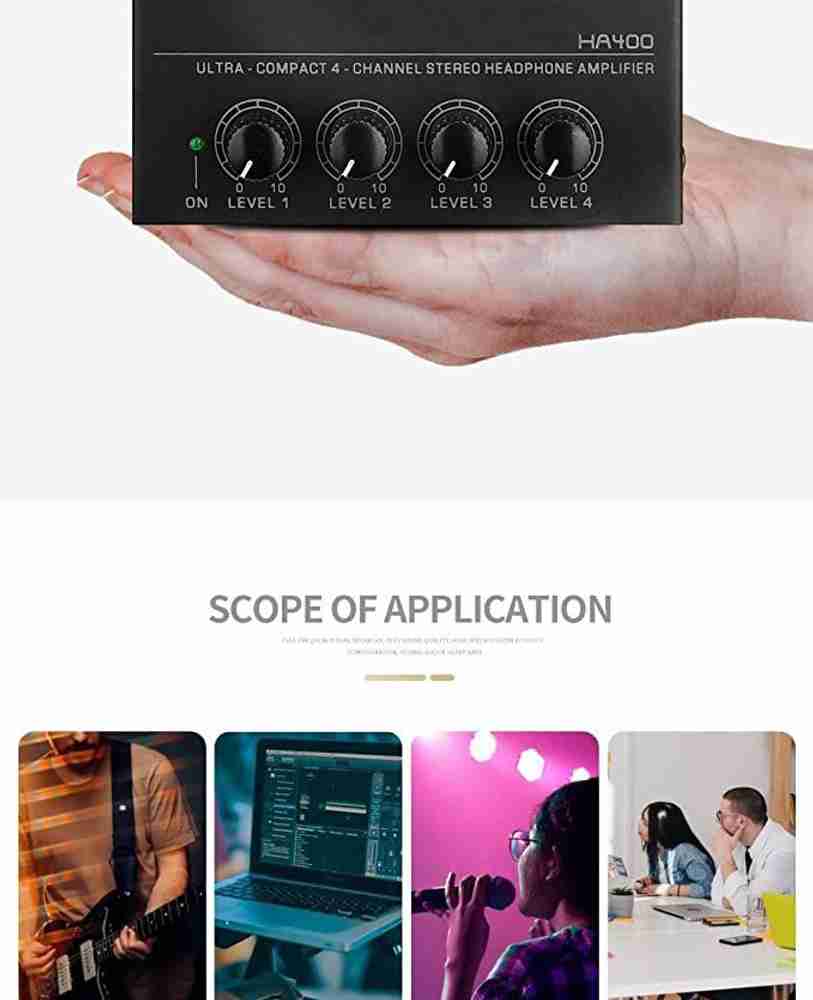 AMG Music 4 Channel Portable Stereo Headphone Amplifier Multi