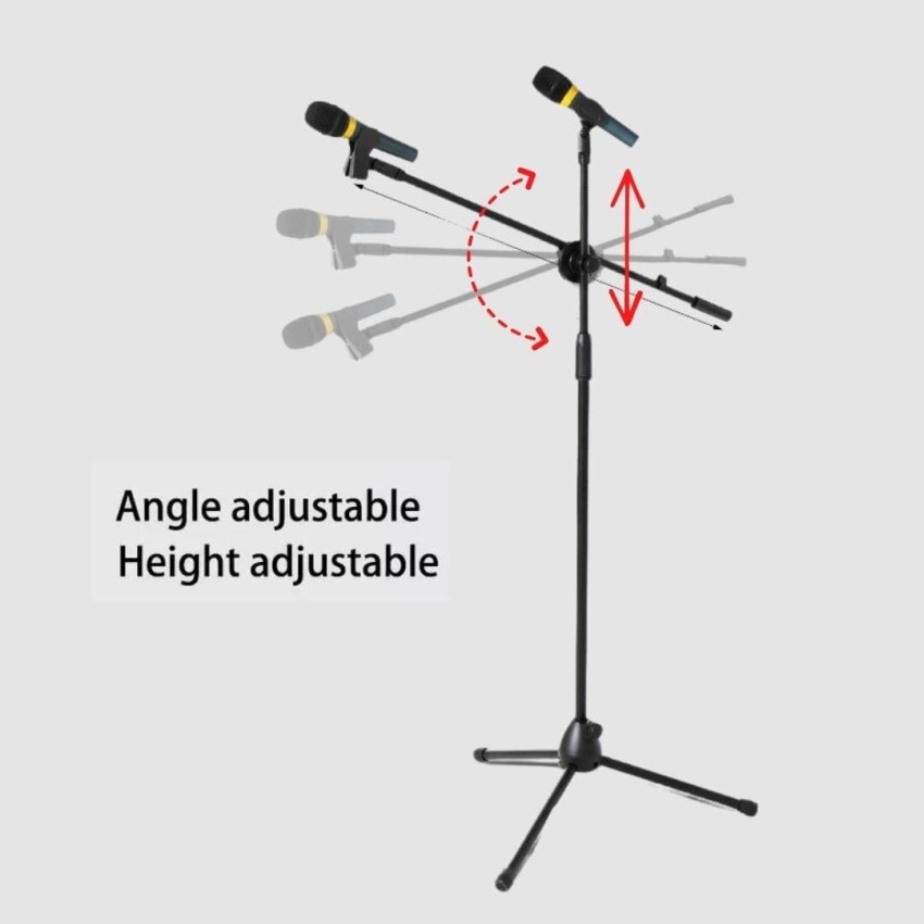 Techtest Adjustable Dual Microphone Stand Singing Condenser Mic
