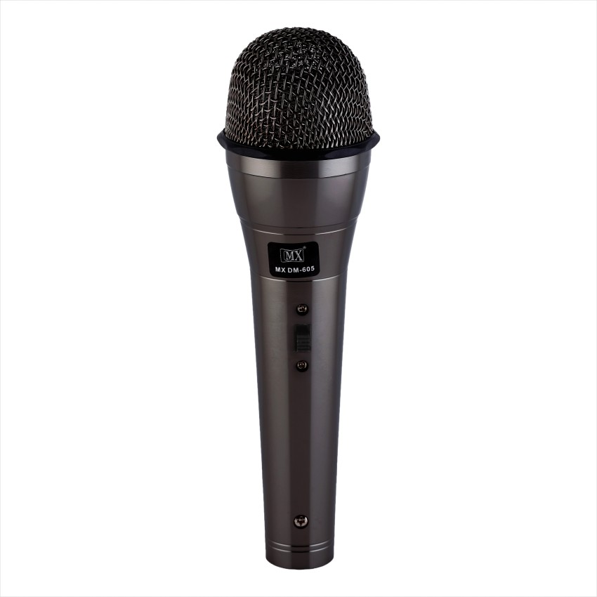 MX 1 pcs of Dynamic Mic Vocal Multi-Purpose with XLR to Mono Cable  (HT-1101) Silver Microphone - MX 