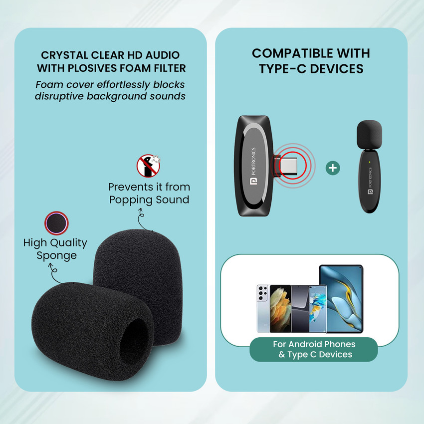 Portronics Dash 7 Type C Wireless Mic with Plug Play Technology Collar Microphone Portronics Flipkart