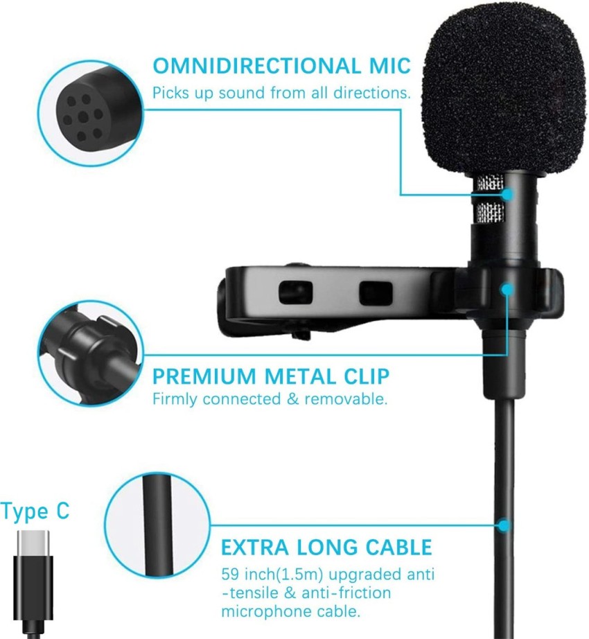 Zohlo Professional Type-C Collar Mic for Type-C Audio Jack Phones   Collar Mic Microphone - Zohlo 