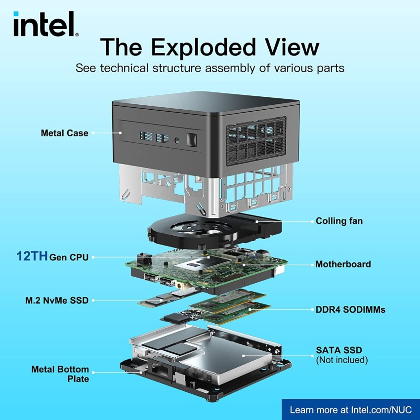 Intel NUC 12 Pro Kit NUC12WSHi50Z Mini PC with - Core i5-1240P