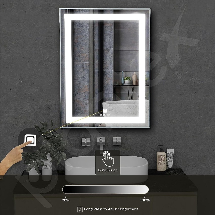 Impulse by Plantex LED Mirror Glass with Sensor for Bathroom/Single Tone  White Light-(18x24 inch) Lighted Mirror Price in India - Buy Impulse by Plantex  LED Mirror Glass with Sensor for Bathroom/Single Tone