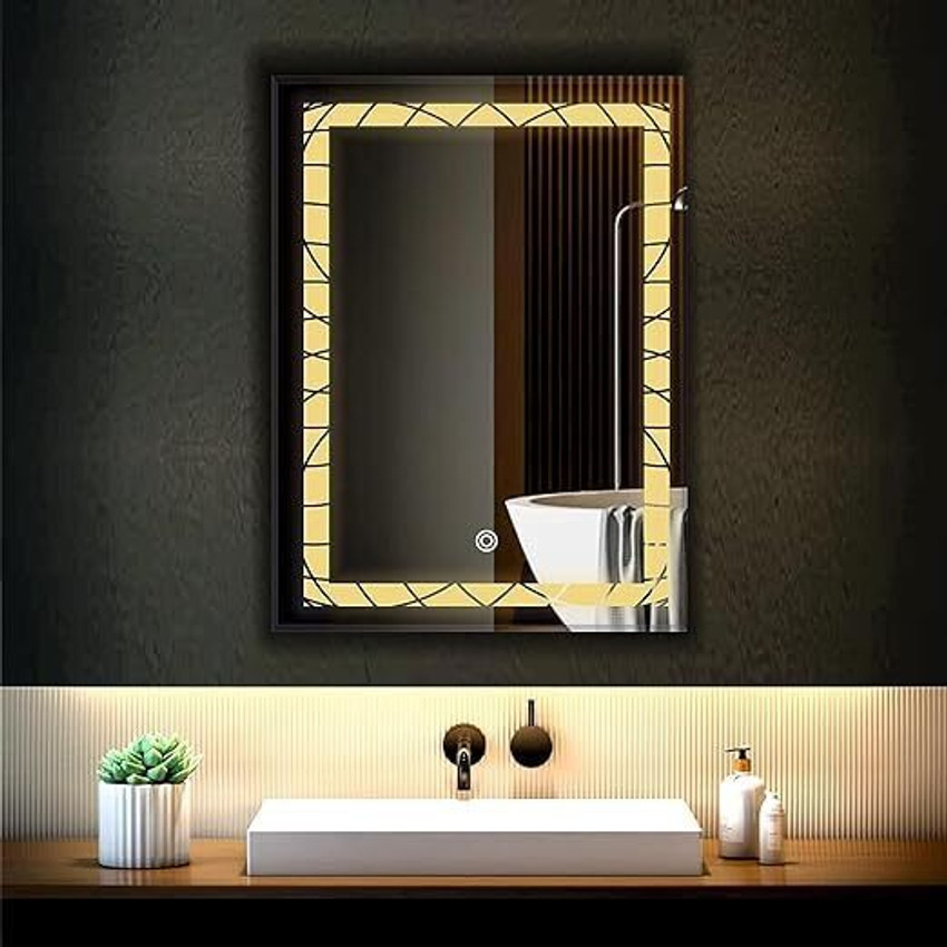 ARC homes memorials Modern Geometric Design Cut LED with Touch Sensor 3 Mode 18 24 inch Bathroom Lighted Mirror Price in India Buy ARC homes memorials Modern Geometric Design