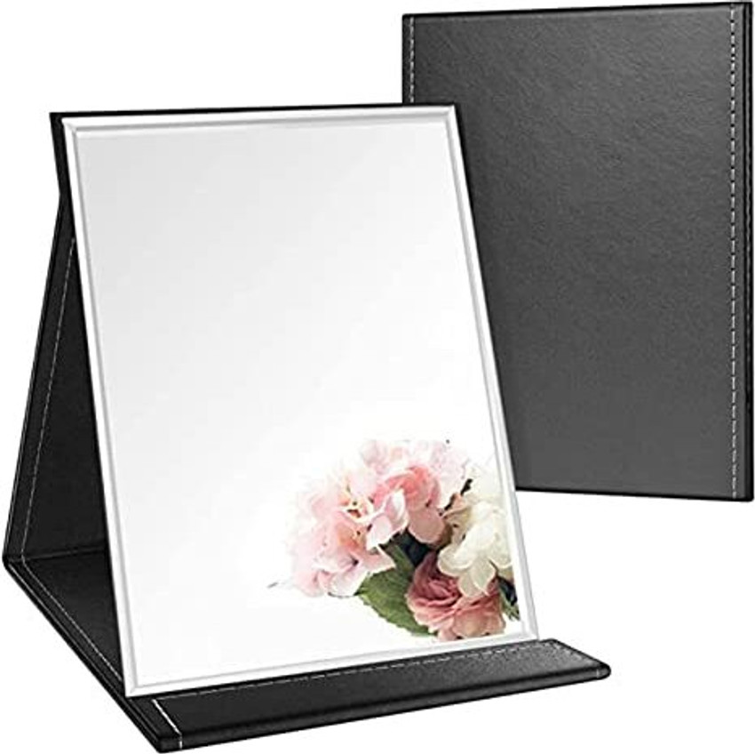 SWILAK Leather Foldable Makeup Mirror with Stand Vanity Compact