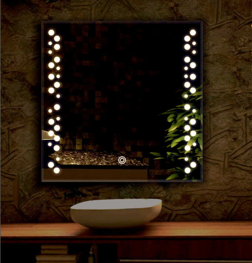 Bathroom mirror store with sensor light